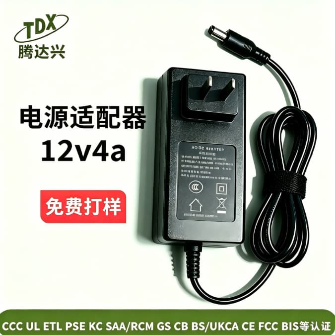 12V4A Power Adapter US/EU/UK for Projector, Light Box, LED Strip, Home Appliances, Switching Power Supply Charger