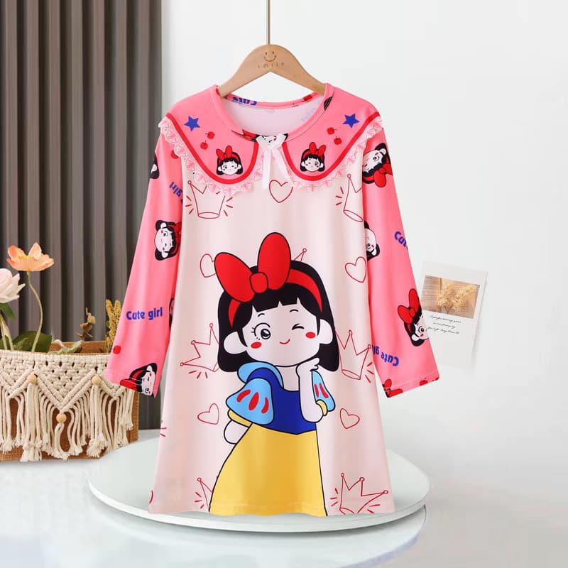 Girls' pajamas, wholesale children's nightgowns, home clothes, long-sleeved thin air-conditioned clothes, cute and super cute nightgowns for middle and older children