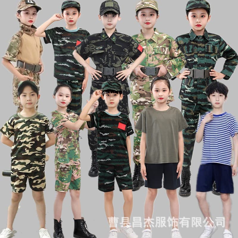Children's Camouflage Uniform Student Military Training Camp Outdoor Training Physical Fitness Suit Set Summer Wholesale