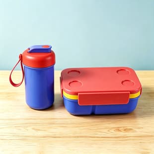 Children Building Block Lunch Box with Water Cup Set Microwave-Safe Salad Bento Box Student Portable Lunch Box Sealed