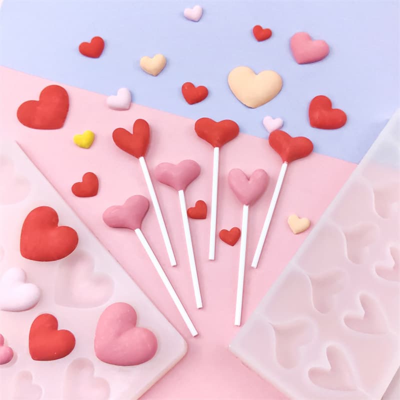 Heart-shaped silicone mold for Valentine's Day cake decoration, chocolate fondant baking mold, cake tool