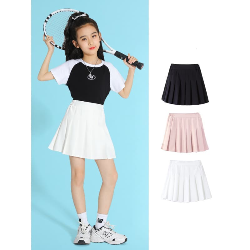 Girls Tennis Skirt Summer Sport White Mini Skirt School Uniform Style Pleated Skirt Big Kids Fashionable Summer Outfit