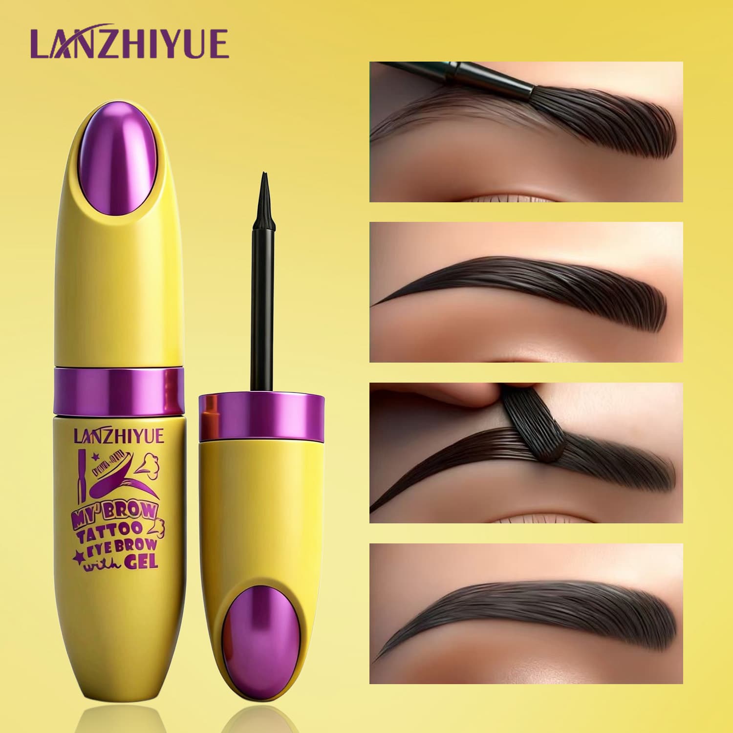Cross-Border Exclusive Supply Rqvq Peel-Off Eyebrow Gel Semi-Permanent Eyebrow Dye Long-Lasting Natural Color That Doesn't Fade Easily for Lazy Beginners