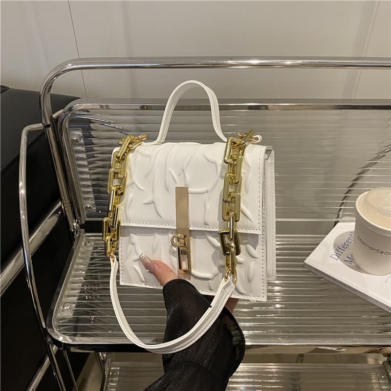 2025 New Stylish Women's Bag Single Shoulder Crossbody Solid Color Chain Simple Texture Handbag Commuter Bag