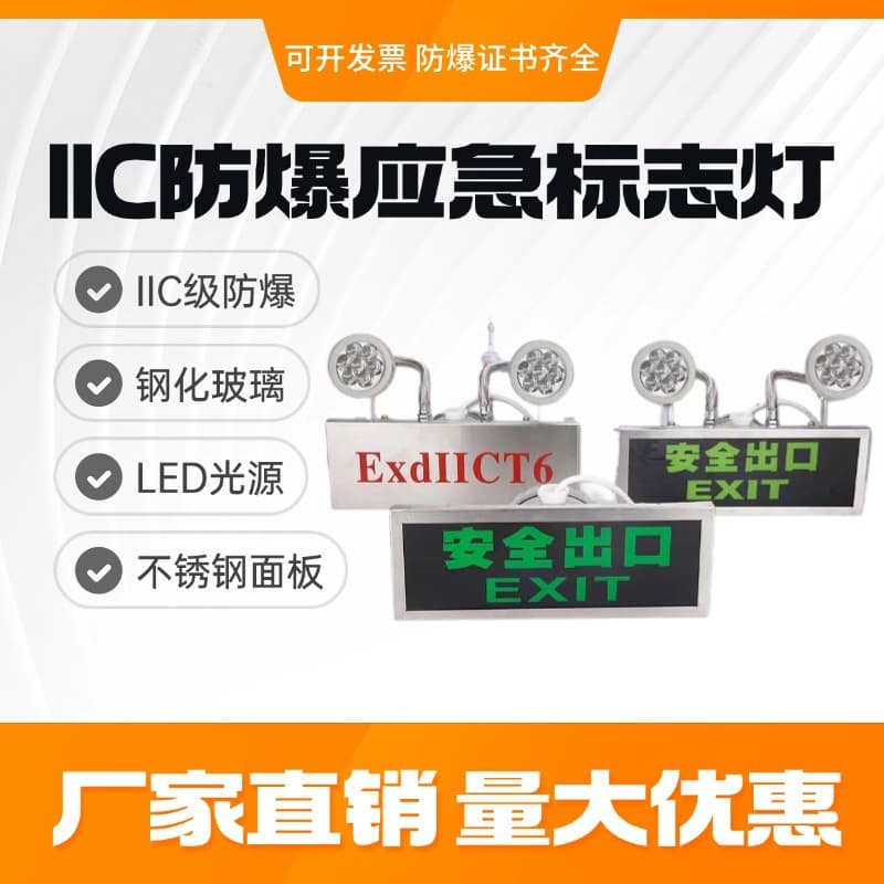 Stainless Steel Explosion-proof Double-headed Light IICT6 Factory Waterproof Dustproof Emergency Light, Sign Light, Safety Exit Evacuation Light