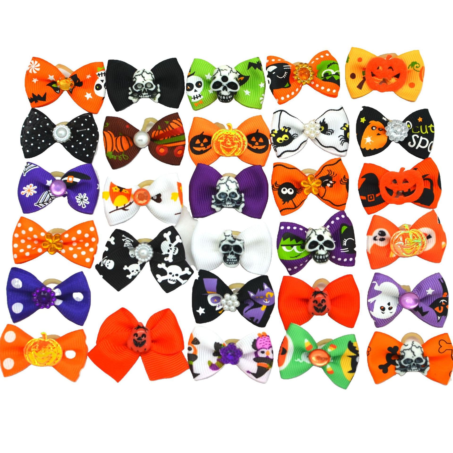 Cross-Border Hot Selling Halloween Pet Hair Ties, Clip-On & Bow Tie Headband Accessories, In Stock