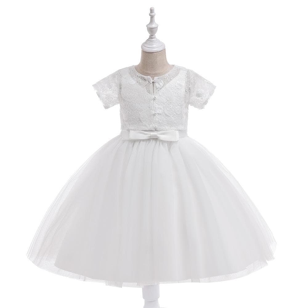 Princess Style Lace Embroidered Puffy Dress Children's Formal Wear Detachable Jacket Wedding Dress Flower Girl Costume for Kids