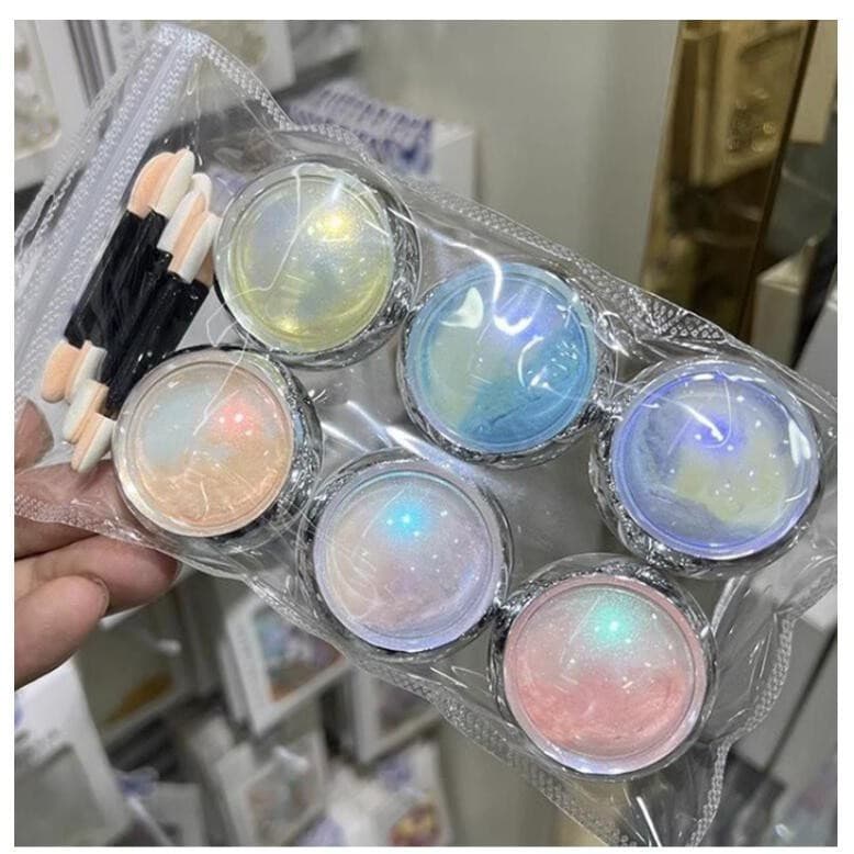 Cross-border 6-Color Nail Glitter Powder Set Moonlight Glass Powder Iridescent Wearable Nail Art DIY Fairy Pink Rose Mirror Powder