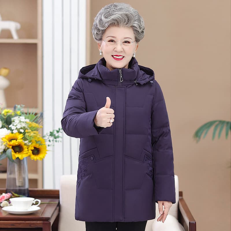 Factory Direct 2025 New Style Mid-Length Down Jacket for Middle-Aged and Elderly Women, Plus Size Mom's Winter Thickened Coat