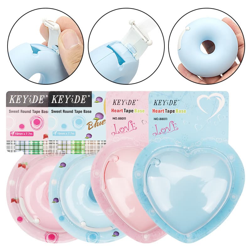 Creative stationery tape cutter donut tape holder invisible portable hand-safe student cartoon student supplies