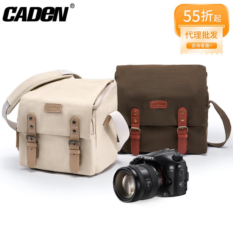 CADeN Canvas Shoulder Bag for Portable Travel Mirrorless Camera Bag, Japanese Casual Retro SLR Camera Bag