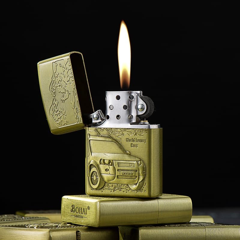 BH Bronze Relief Multi-Series Kerosene Lighter Vintage Grinding Wheel Open Flame Laser Engravable Wholesale