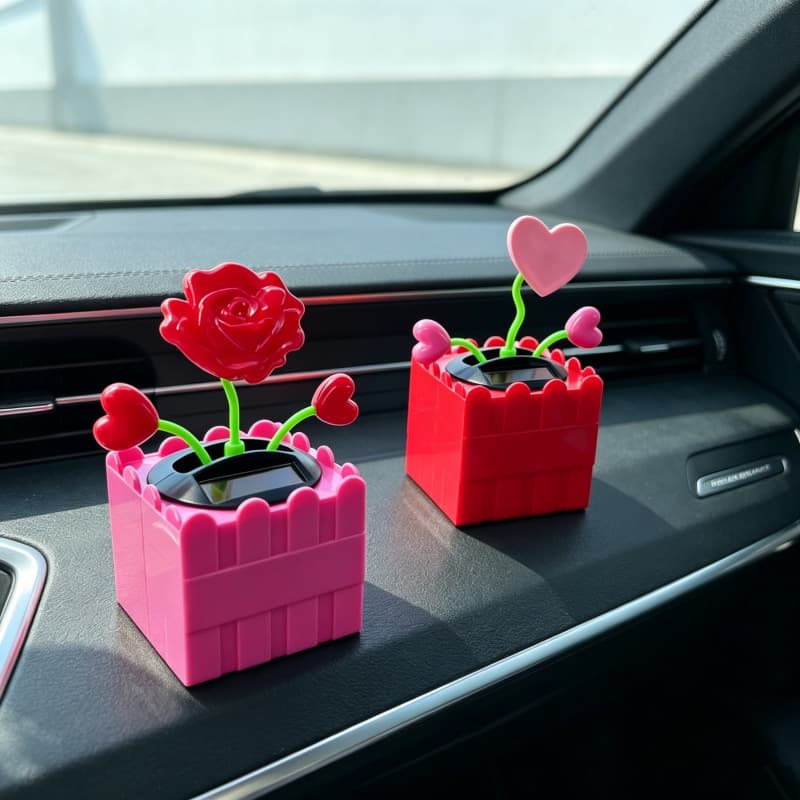 Cross-border New Flower Series Solar Apple Flower - Solar Auto-Swaying Sunflower Car Decoration Creative Vehicle Accessory