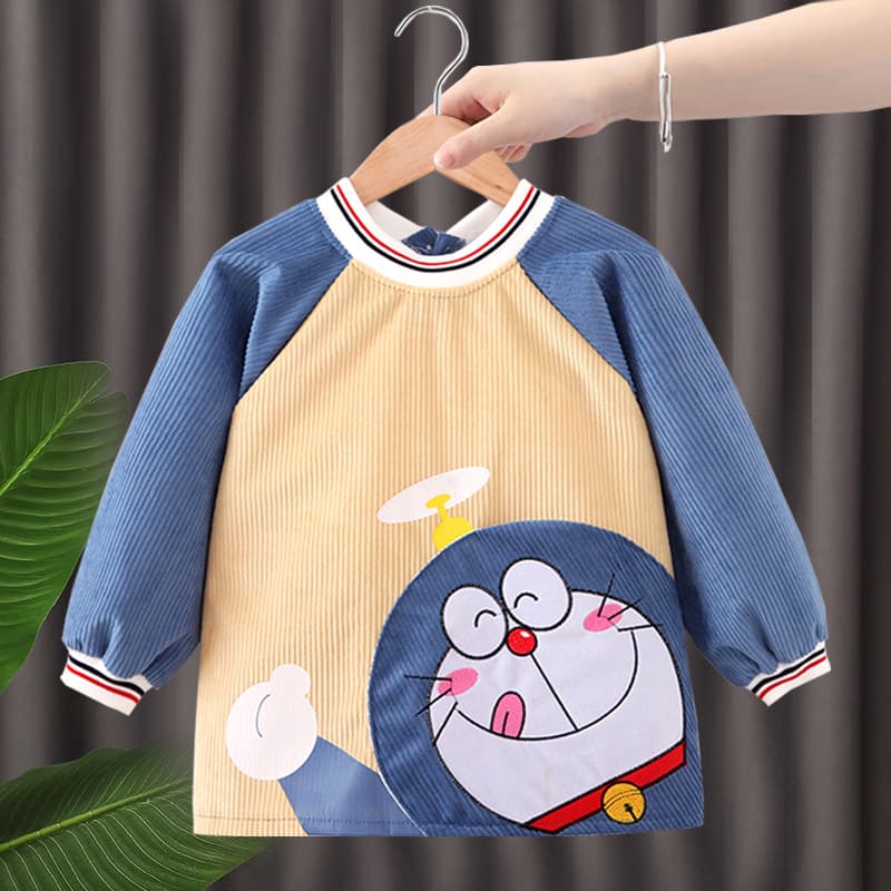Baby smock, waterproof and stain-resistant long-sleeved bib for boys, baby food bib, autumn and winter outerwear.