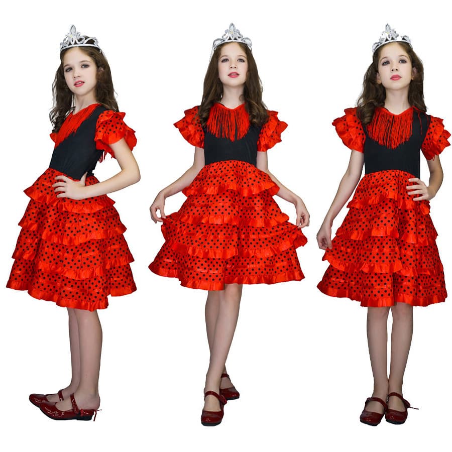 Spanish flamenco dance skirt, ballet costume for children, girls' runway and stage performance skirt.