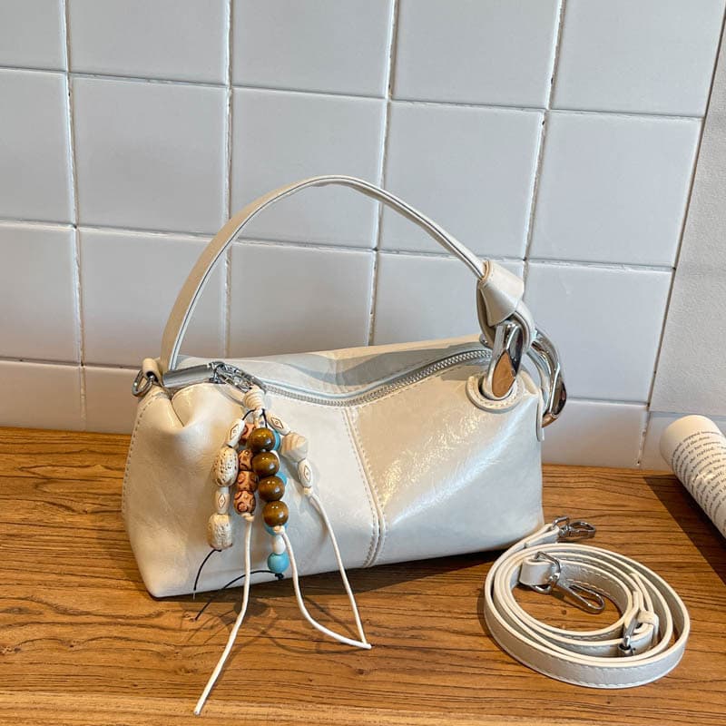 Cross-border Vintage Pillow Bag Niche Design Waxed Leather Handbag Versatile Simple Trendy Shoulder Crossbody Bag