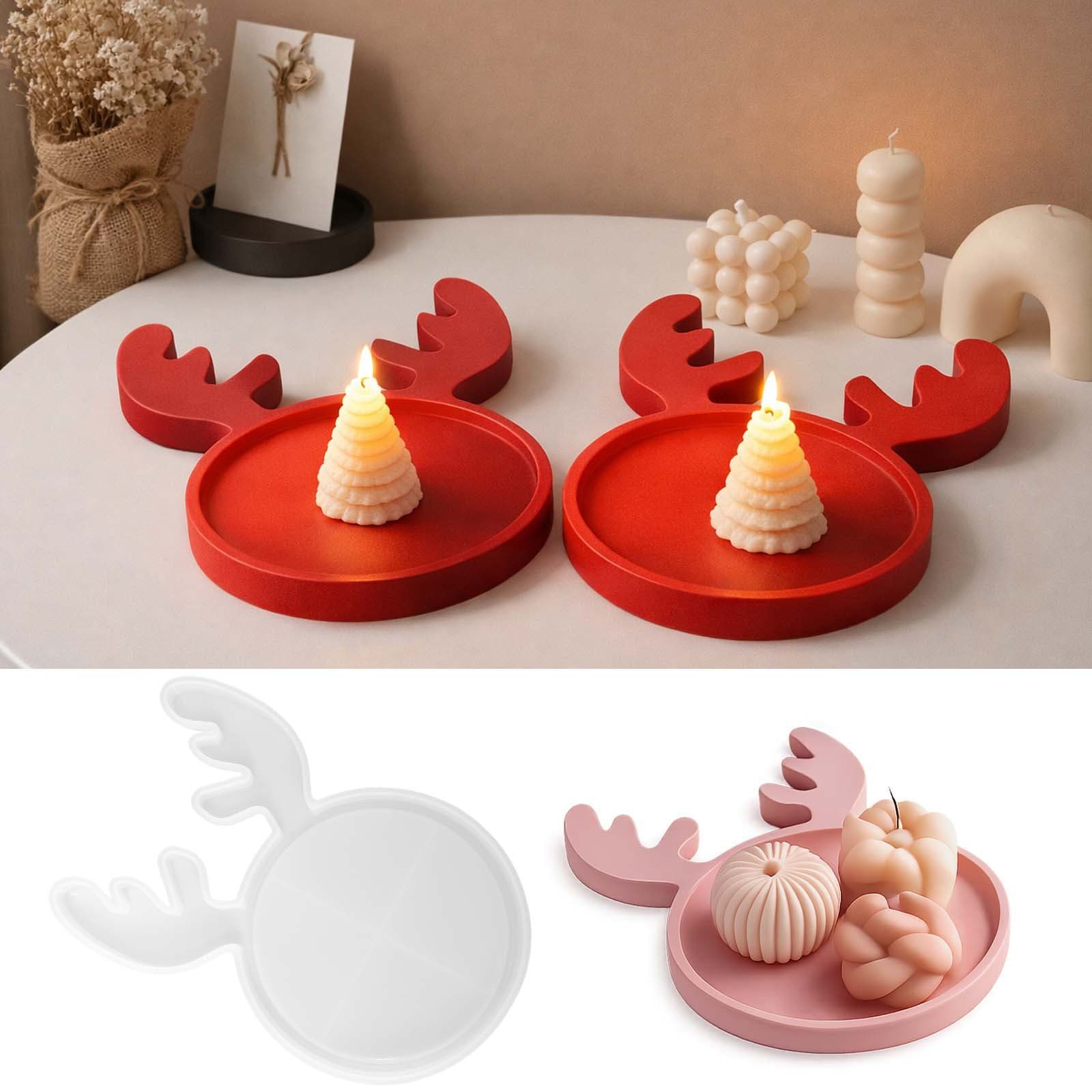 Fat Yaya diy crystal glue mold scented candle Christmas antlers large tray ornaments silicone silicone