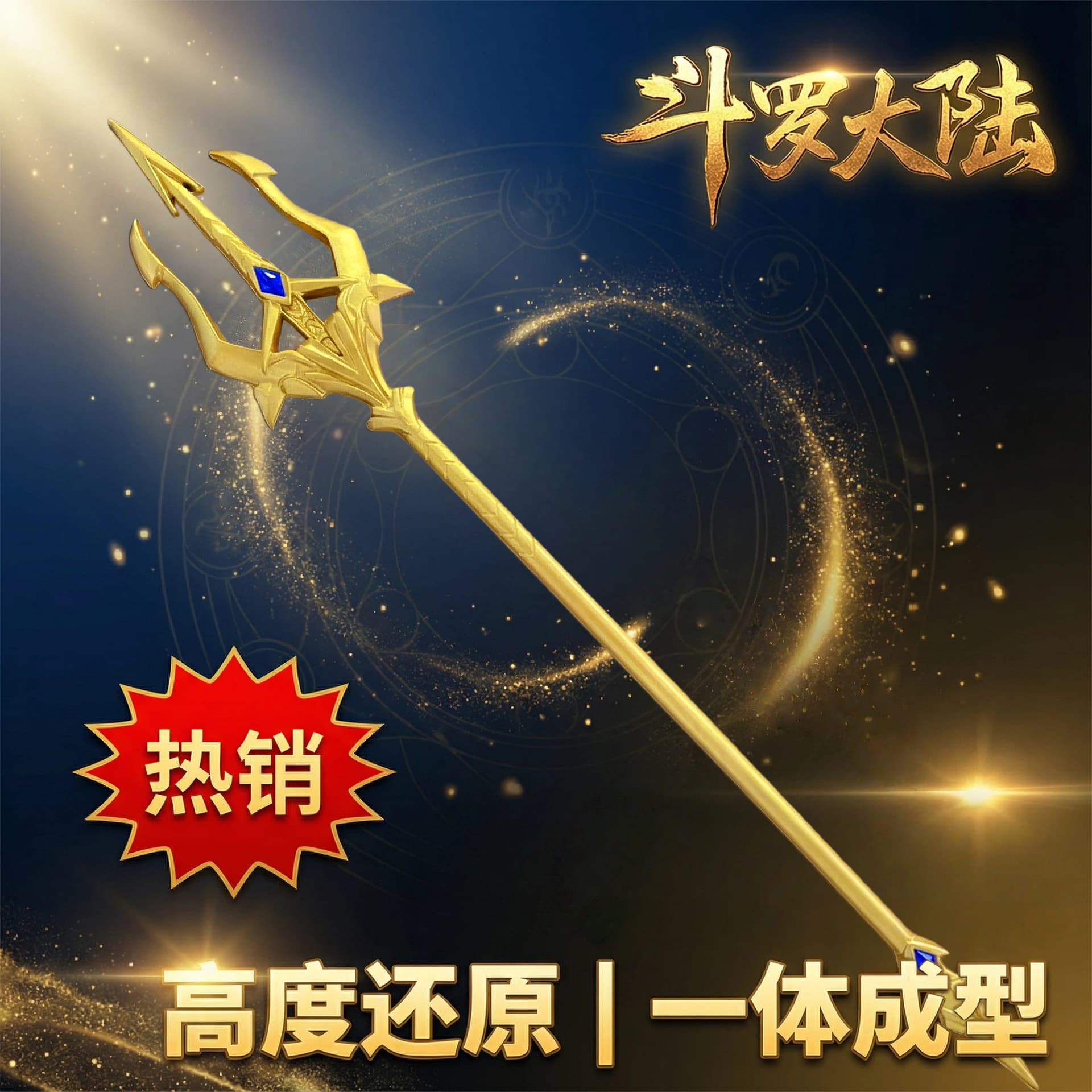 PU soft glue Neptune weapon children's Douluo continent golden trident extra large model simulation weapon short drama props