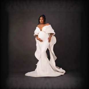 Maternity Photo Shoot Dress New Studio High-End Simple Spandex White Gown Pregnancy Photography Dress