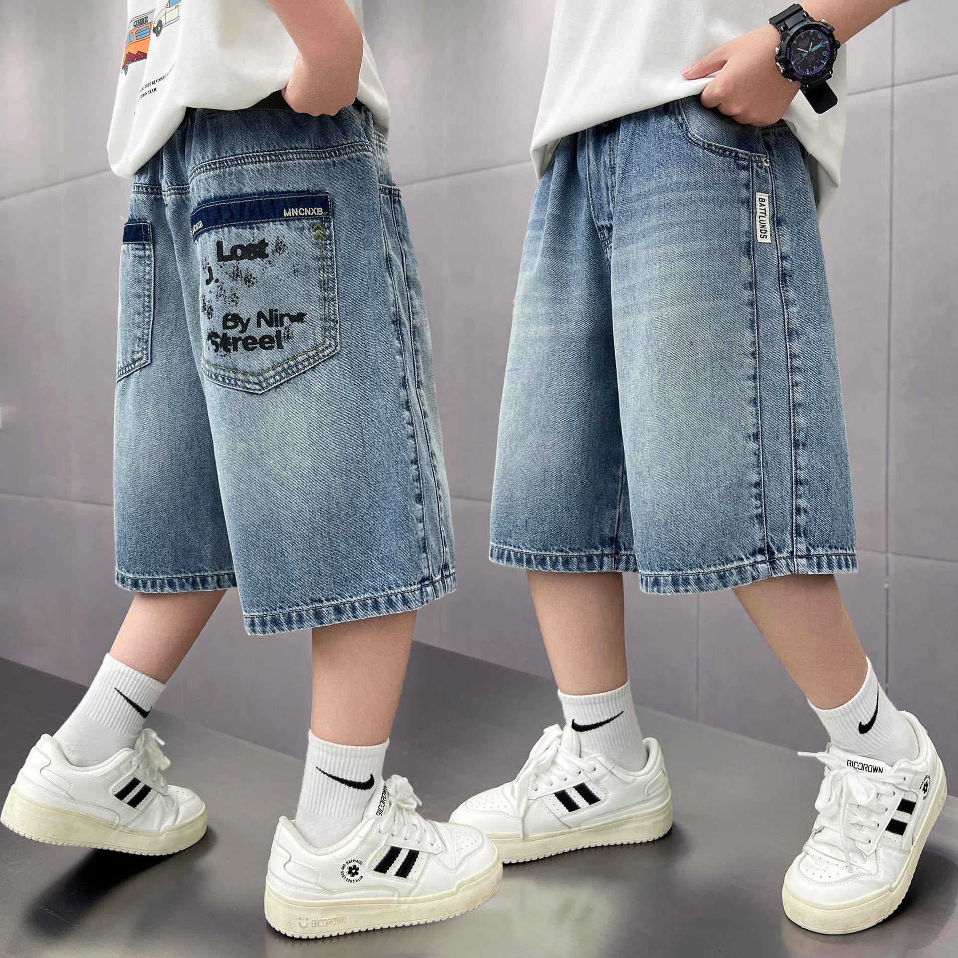 Boys' Summer Denim Shorts 2026 New Style, Mid-Large Kids' Summer Shorts, Thin 5-Point Length, Trendy