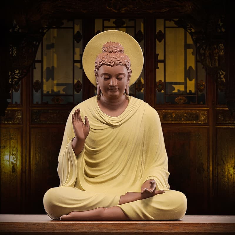 Ceramic Sakyamuni Buddha Statue Zen Vairocana Living Room Hallway Decorative Ornament