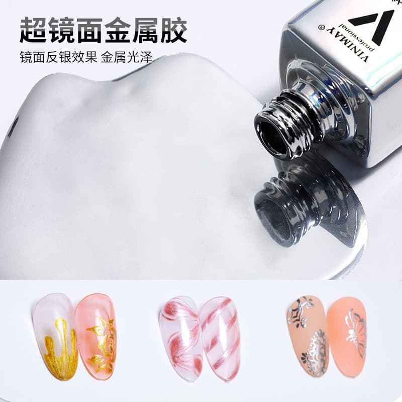VINIMAY new metal mirror glue high-density metal glue painted hook line nail polish glue for nail salons