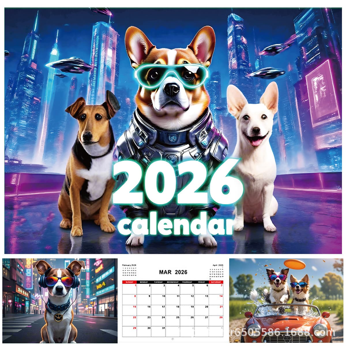 2026 New English Calendar - Dogs Calendar Collection, Cross-border December Wall Calendar Customization