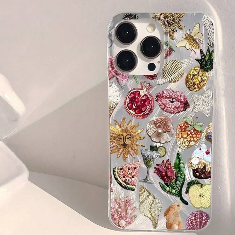 Shell Fruit Flash Mobile Phone Case Compatible with 16 Pro Max Apple iPhone 15 Protective Cover 14 Cartoon 13 Hot Model 12
