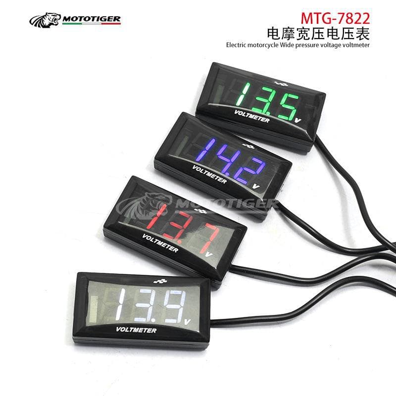 MOTOTIGER Motorcycle Electric Vehicle Voltmeter Accessory 12V-150V LCD Display Universal