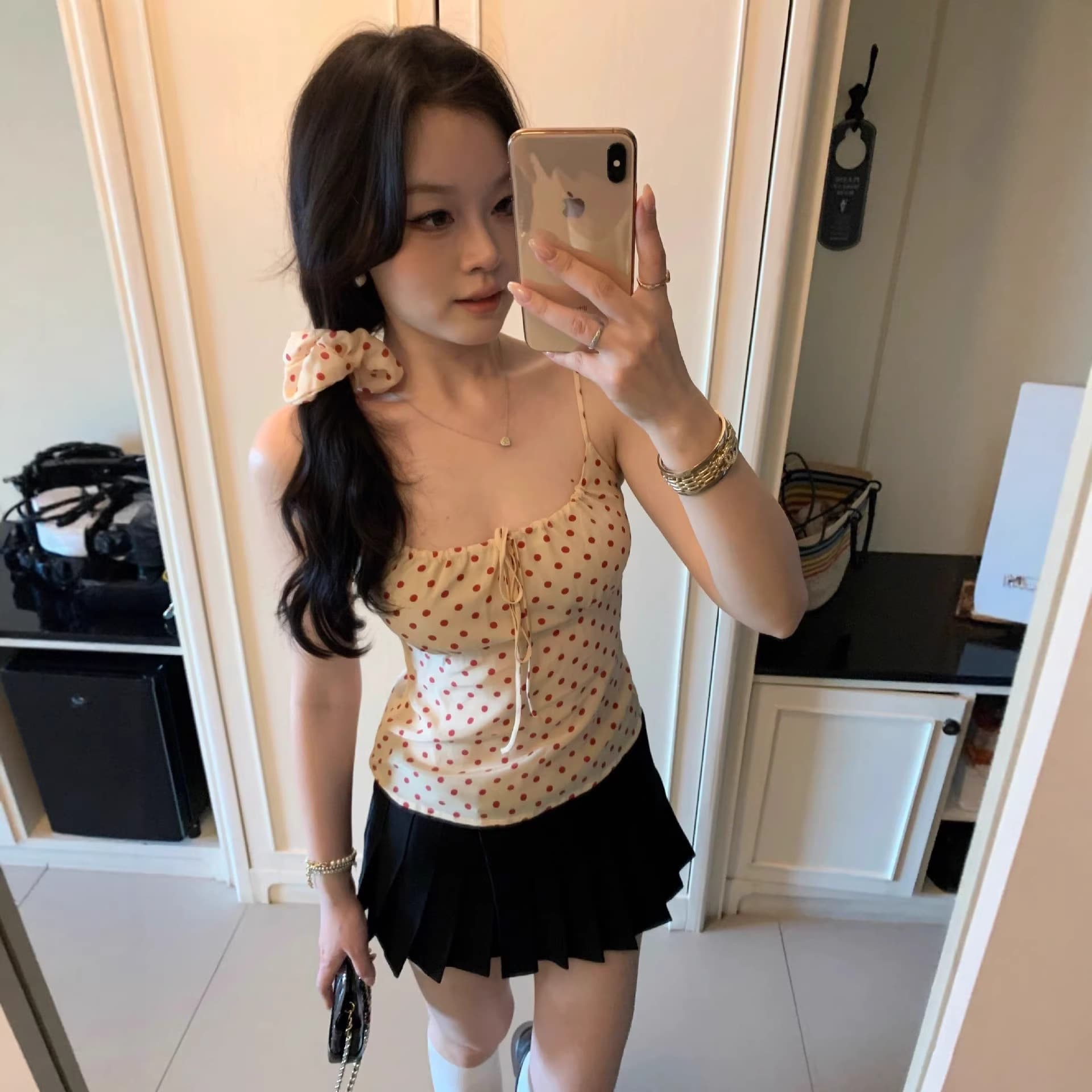 Pure and Sultry Polka Dot Camisole Top for Women Summer New Slim Fit Inner Layer Sweet Fashion Top