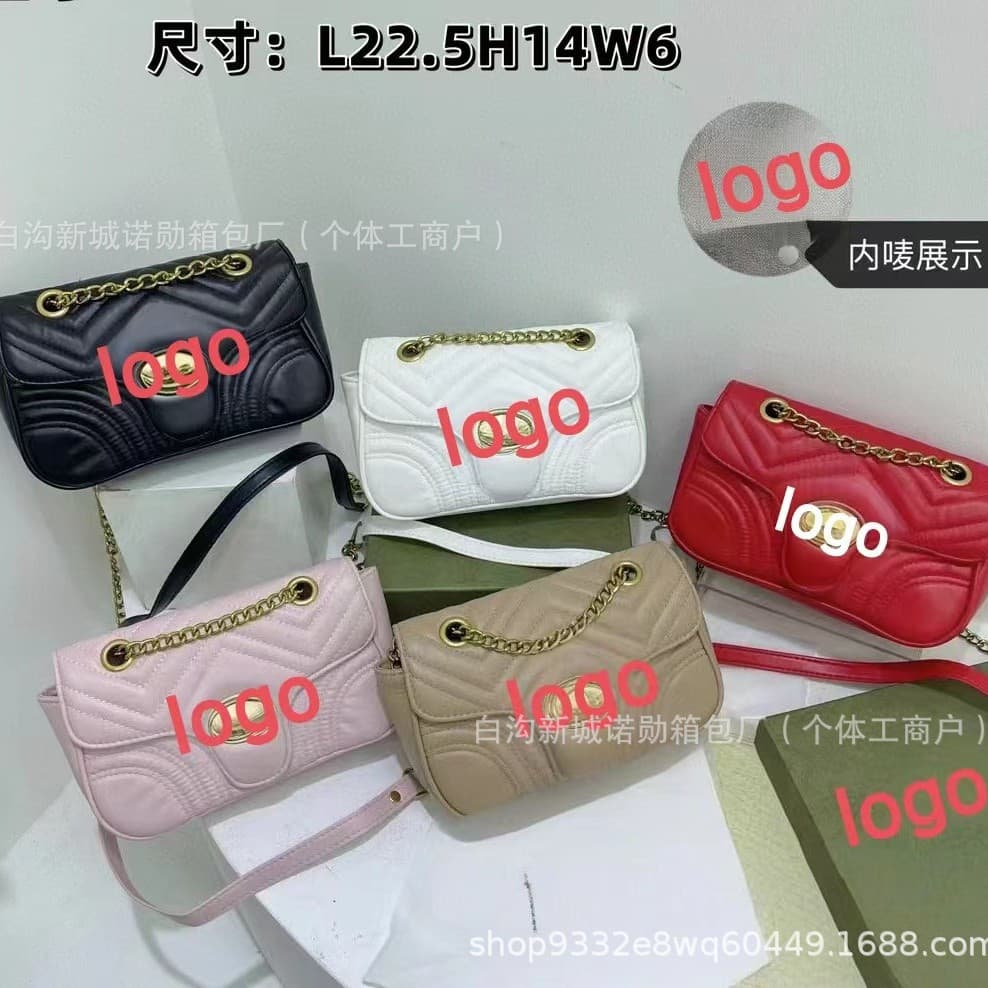 Cross-Border Dropshipping 2024 New Model Single-Shoulder Crossbody Chain Wave-Pattern Bag, Chanel-Style Crossbody Bag with Quilted Pattern, Light Luxury