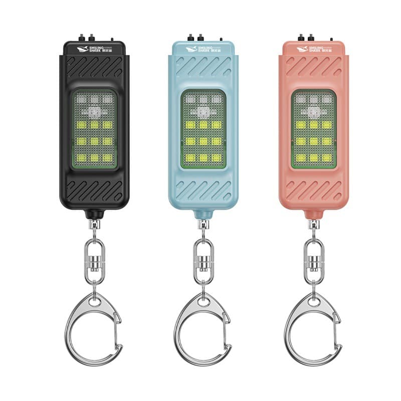 New portable pocket keychain light flashlight multi-function buzzer alarm arc charging long battery life mini