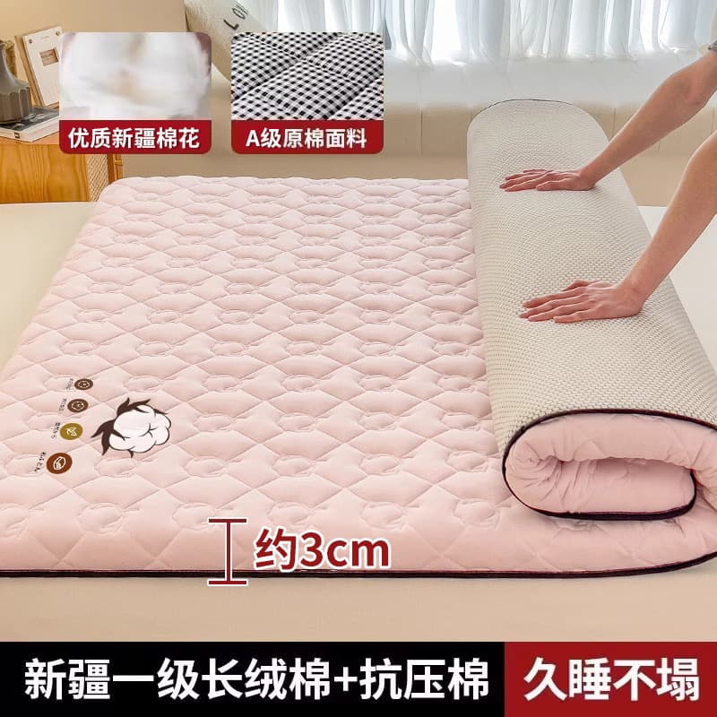 Milk Fleece Cotton Pad Mattress for Dormitory Students Single Tatami Rental-Specific Soft Pad Mattress, Floor Sleeping Use