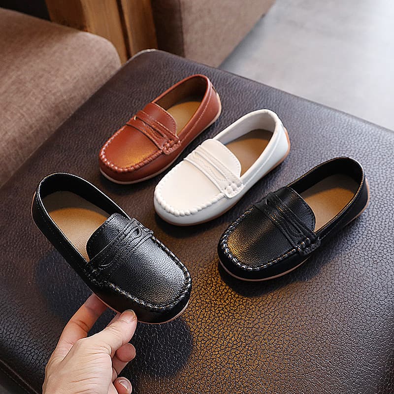 Chunqiu Baby Bean Shoes Children's Shoes Girls Boys Toddler Fashion Leather Shoes Soft Sole Anti-Slip Casual Shoes Student Shoes