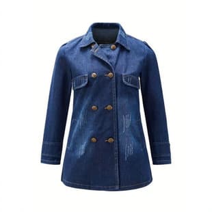 Actual Photo Autumn Korean Denim Trench Coat Loose Slimming Plus Size Women's Mid-Length Casual Denim Jacket 6358
