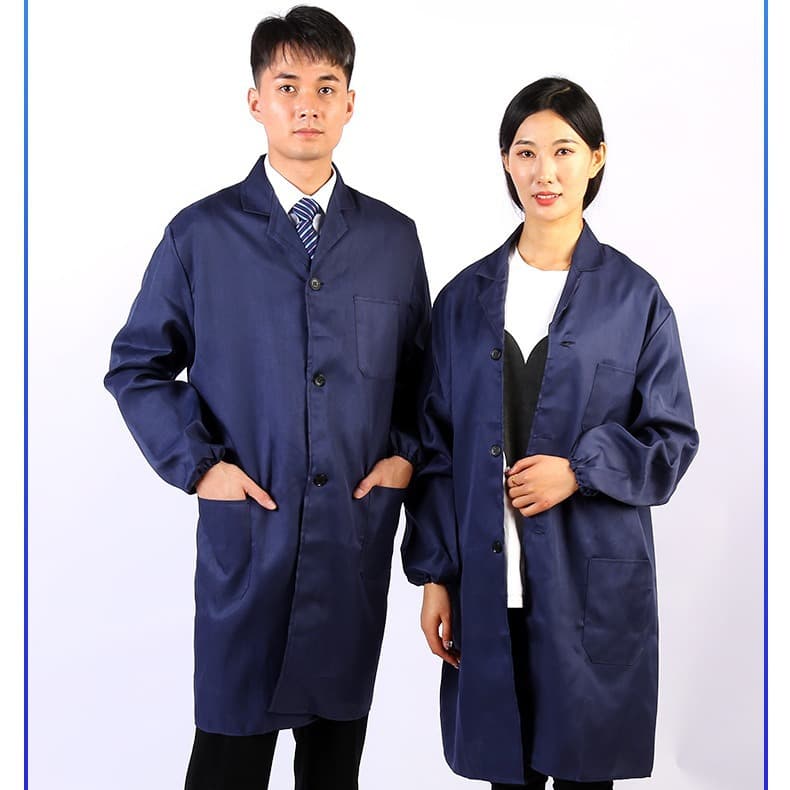 Advertising Promotion Thickened Labor Protection Wear Handling Long Coat Blue Lab Coat Workwear Custom Logo Long Sleeve Overalls Printed