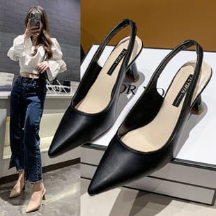 2022 Spring/Summer New Pointed Toe High Heel Women's Closed Toe Backless Mule Sandals