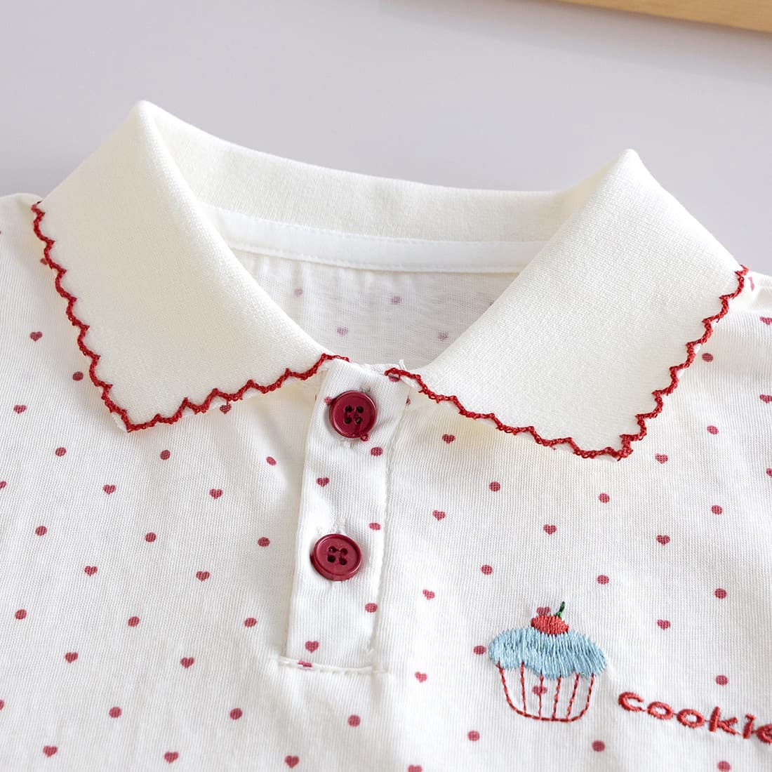 Girls Polka Dot Polo Short Sleeve Summer Baby Girl Korean Style Turn-Down Collar Cake Embroidery T-Shirt Cute Breathable Cotton Top 3