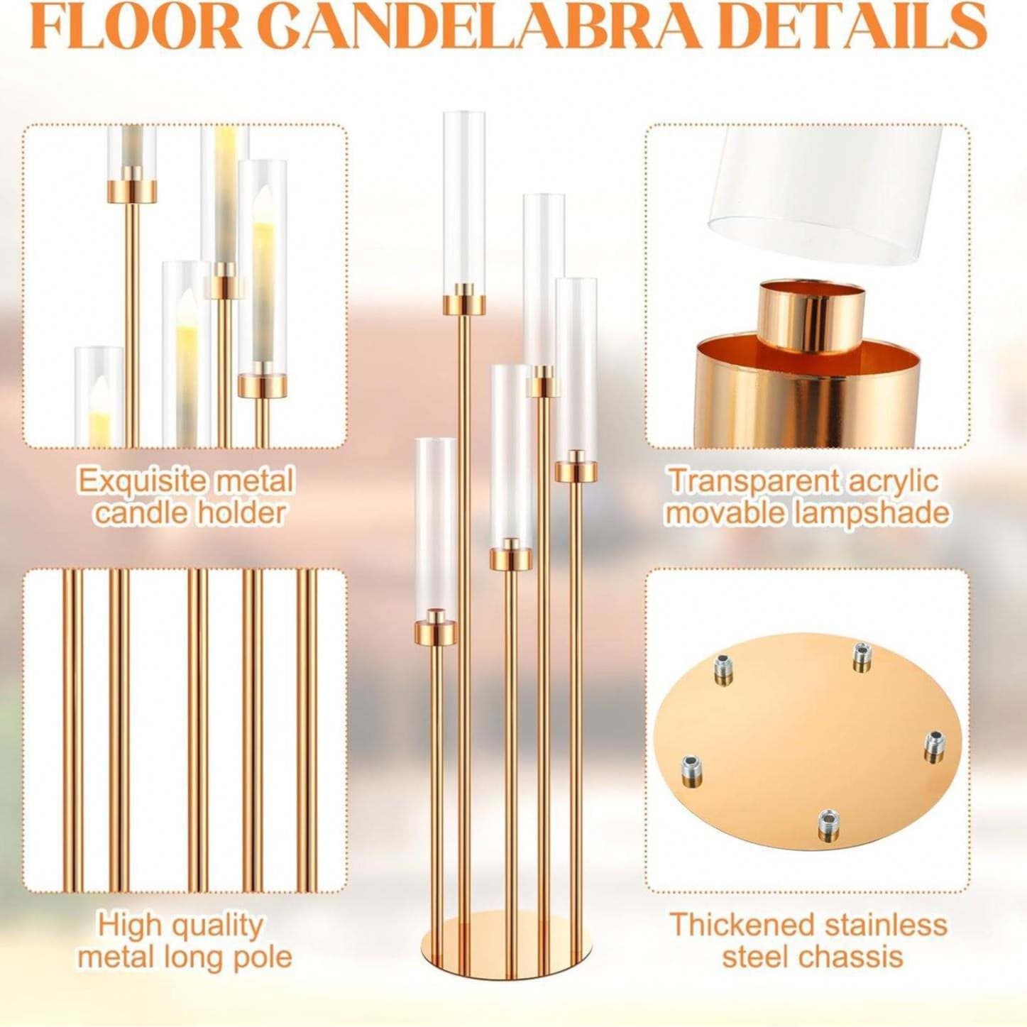 Wedding Props Gold Step-by-Step Road Guide Wrought Iron Disc Acrylic Candle Holder Romantic Decoration Ornament Road Guide Decoration