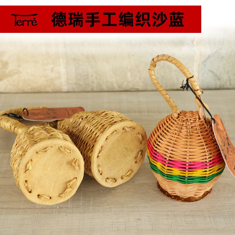 Drey Orff percussion instruments, rattan shakers, bells, and sand tubes; African and South American folk instruments wholesale.