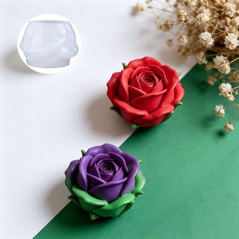 Simulation rose scented candle silicone mold plaster candle handmade soap fondant baking decoration mold wholesale