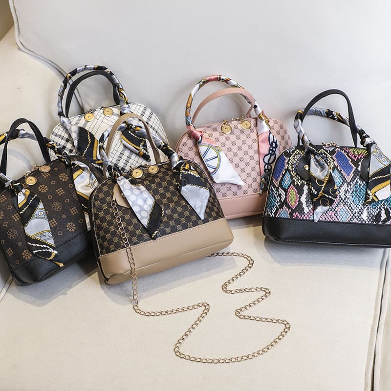 2025 New Ladies Handbag Fashion Printed Tote Shell Bag with Scarf Crossbody Bag for Export