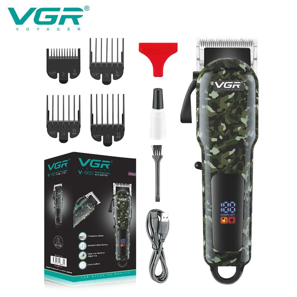 VGR665 New Cross-Border Charging Hair Clipper Professional Salon Hair Trimmer Electric Shaver with LCD Digital Display