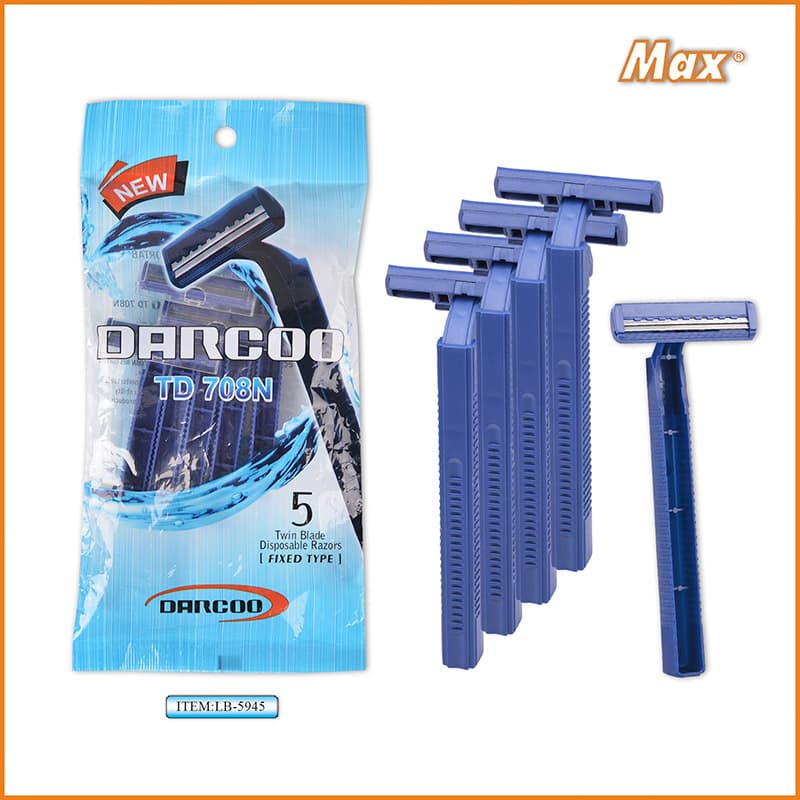Manual razor for hotel export, factory direct sale, 2-layer Swedish stainless steel, 5-piece pack
