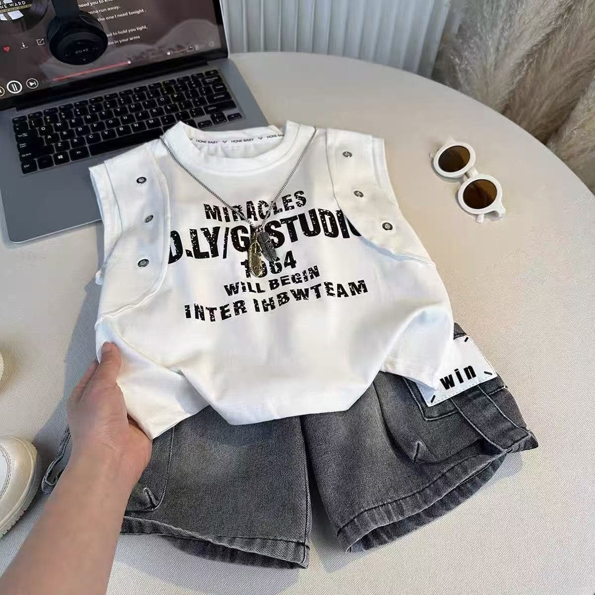 Boys' Outfit Summer Thin Children's Clothing Boys Cool and Handsome Kids' Wear Summer Clothes Baby Summer Trendy Stylish Fashionable Kids' Clothing