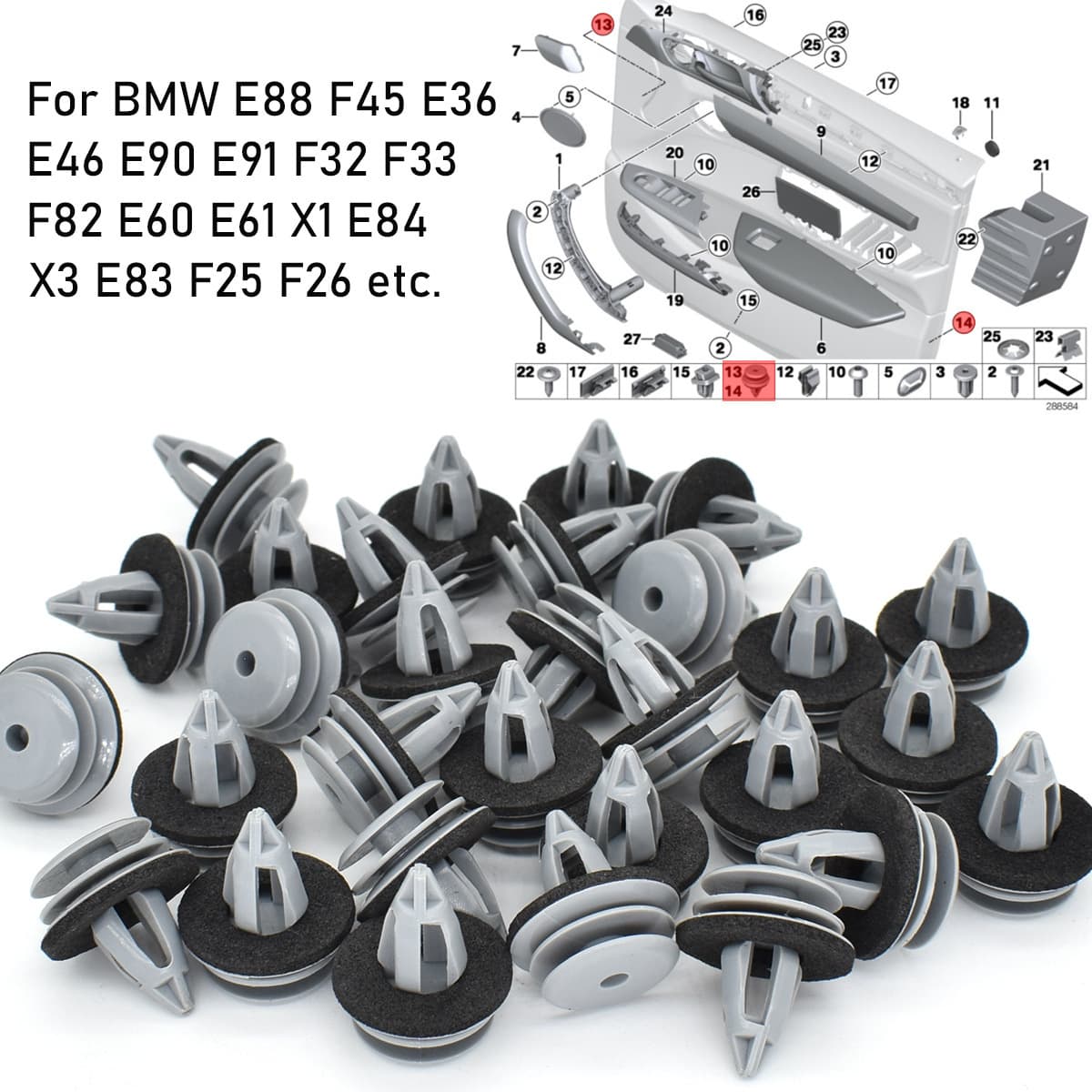 Suitable for BMW E88 F45 E36 E46 E90 E91 F32 F33 Car Door Panel Clips Trim Clips Wholesale