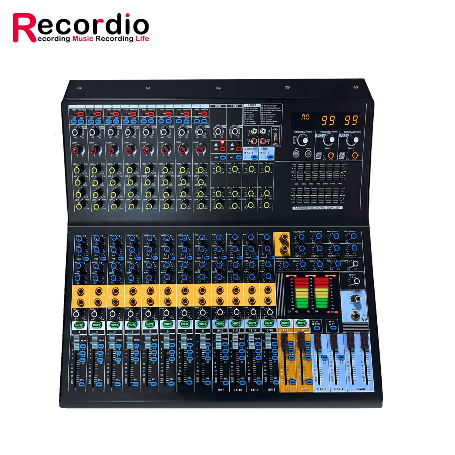 Factory Direct 16-Channel Mixing Console Professional DJ Mixer with Bluetooth USB Dual 99DSP for Cross-Border Supply