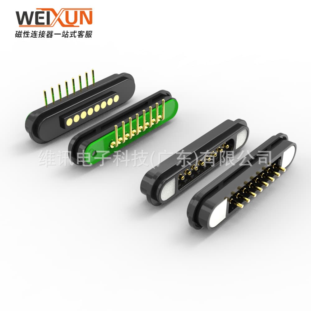 Custom 8pin pogo pin bent magnetic connector 8-pin magnetic charging head male-female socket high current 3a