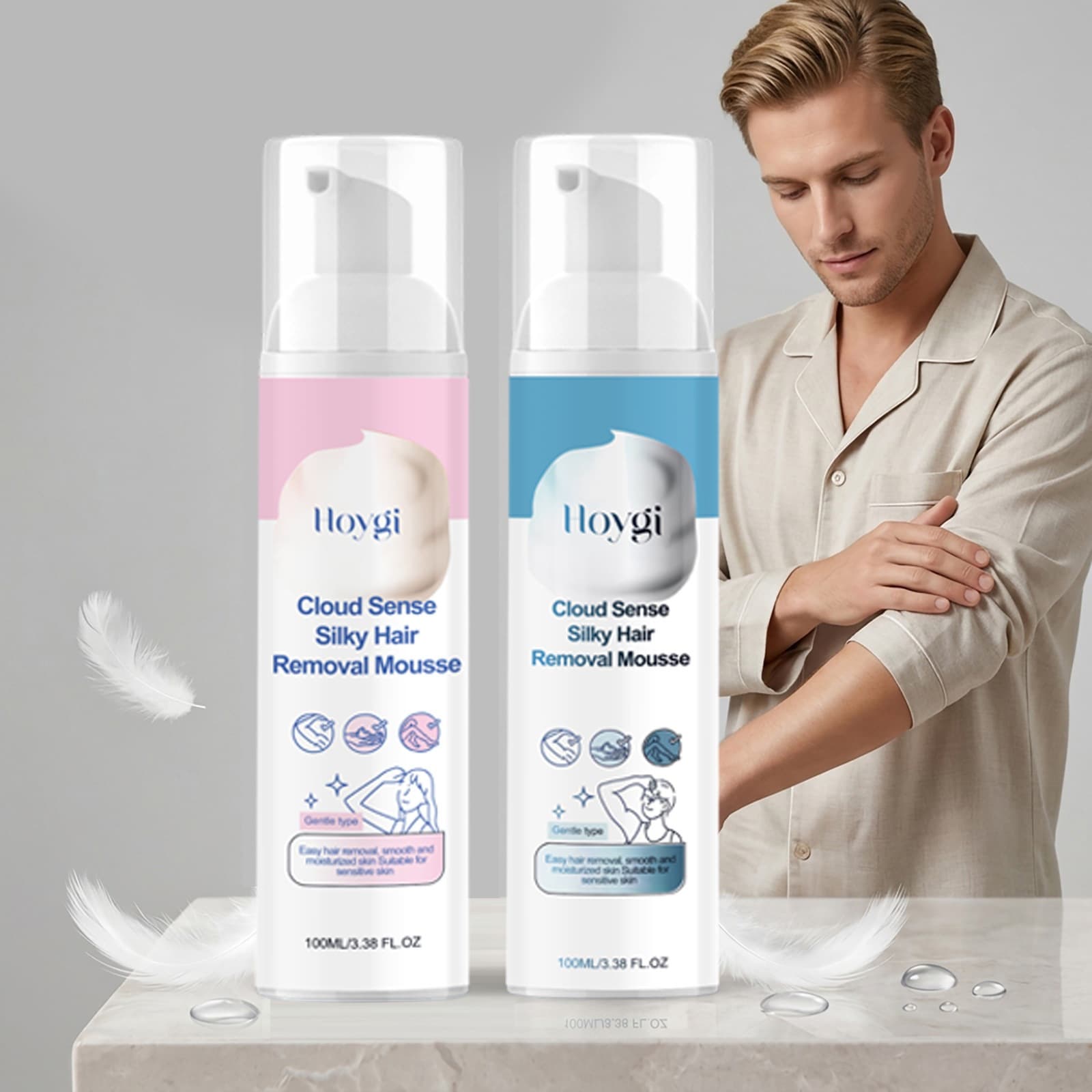 HOYGI Depilatory Mousse Series - Full Body, Underarm, and Limb Hair Removal Foam, Soft and Rich, Gentle Depilatory Mousse