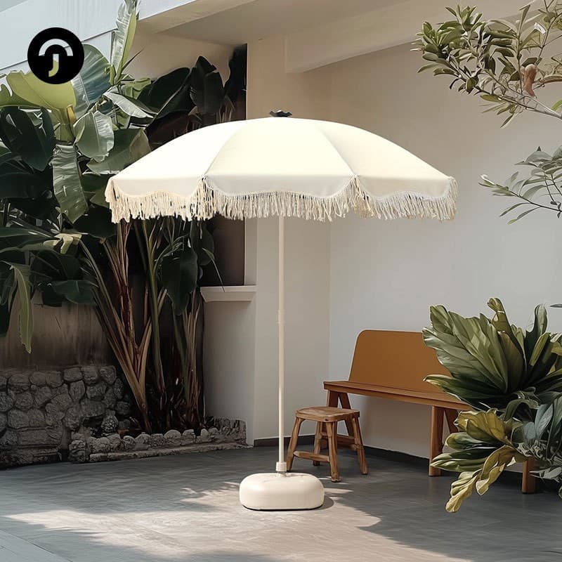 Outdoor Tassel Umbrella, Shade Umbrella for Beach, Garden, Patio, Large Umbrella for Stall Check-in, Advertising Sun Umbrella